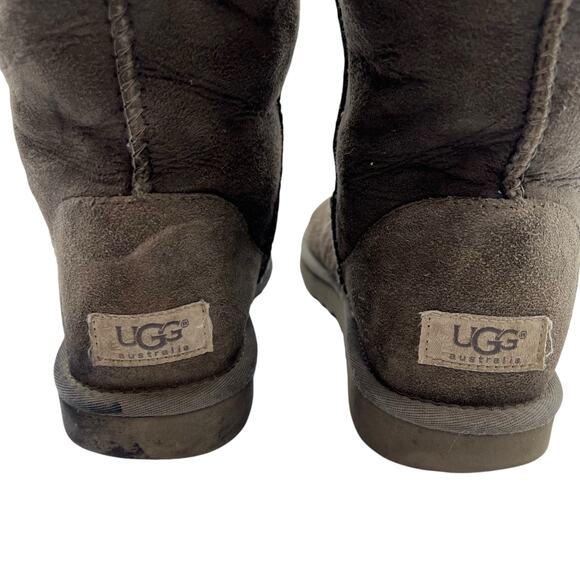 UGG Australia Classic Suede Tall Shearling Fur Boots Gray Pull On Size 7 Cozy - Picture 5 of 16